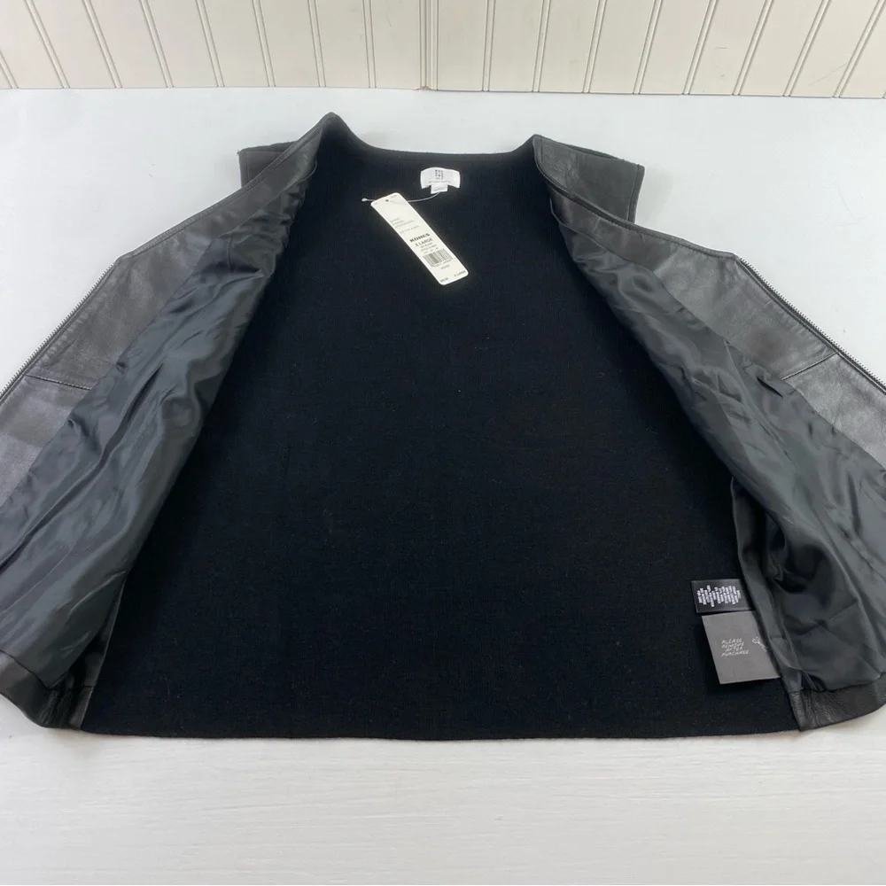 Apt. 9 Women’s Black Lambskin Leather Full‎ Zip Vest Sz XL